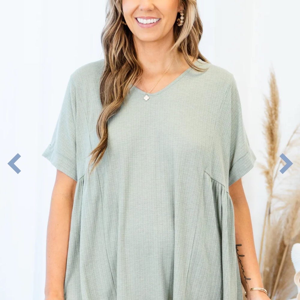 Chic Soul Green Cuffed Sleeve Boxy Tunic